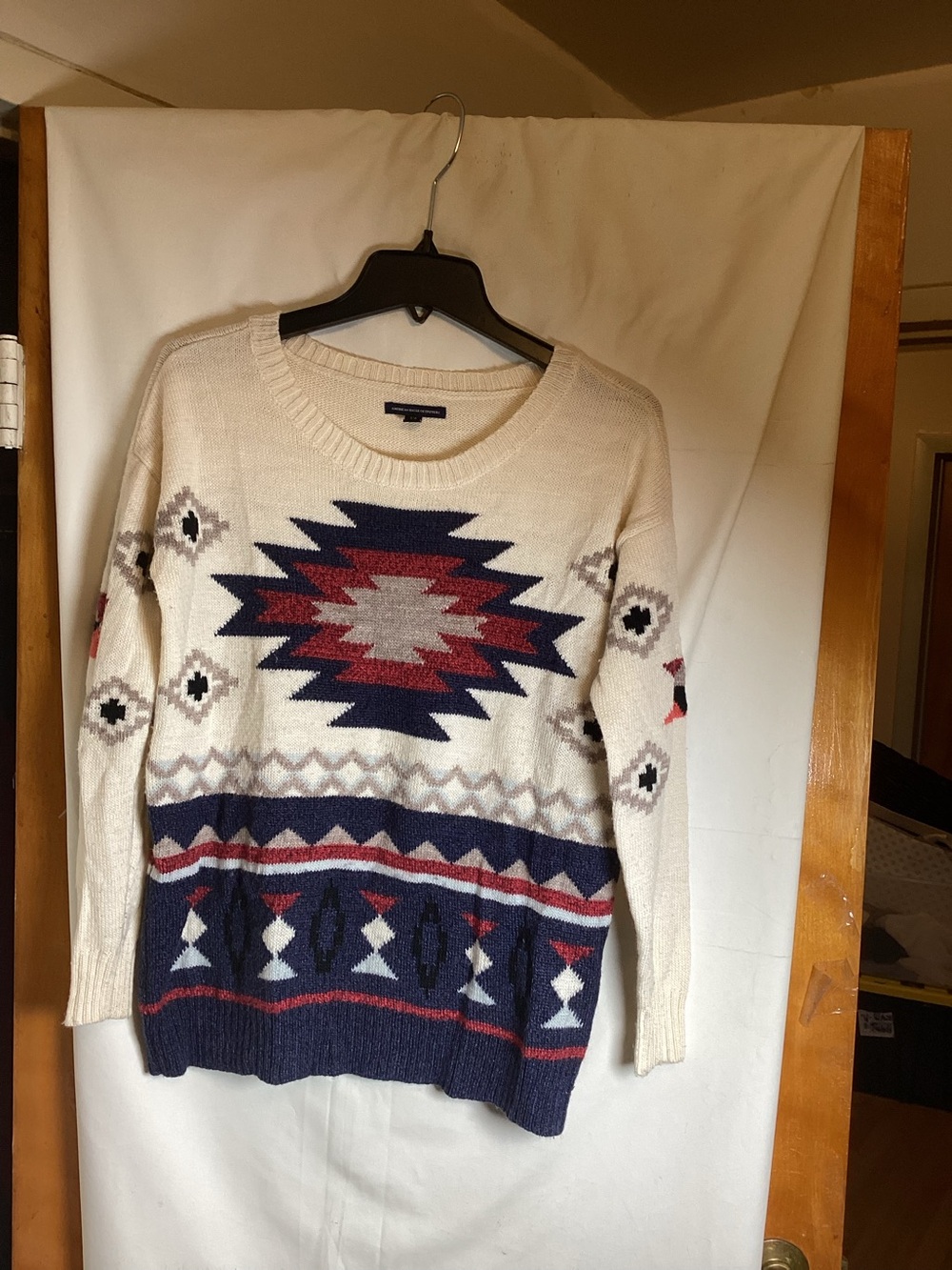 American Eagle wool blend Aztec print kitted sweater SzS/P casual sweater